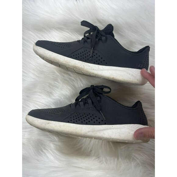 CROCS Pacer LiteRide Black Lace Up Tennis Shoe Women Size 9 - Picture 4 of 10